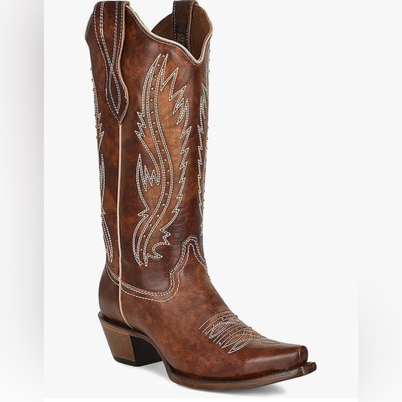 Circle G Shoes - Circle G woman’s Tan Embroidery and studs boots size 8.5M L2068